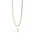 Collana acciaio inox doppio filo con zircone a goccia