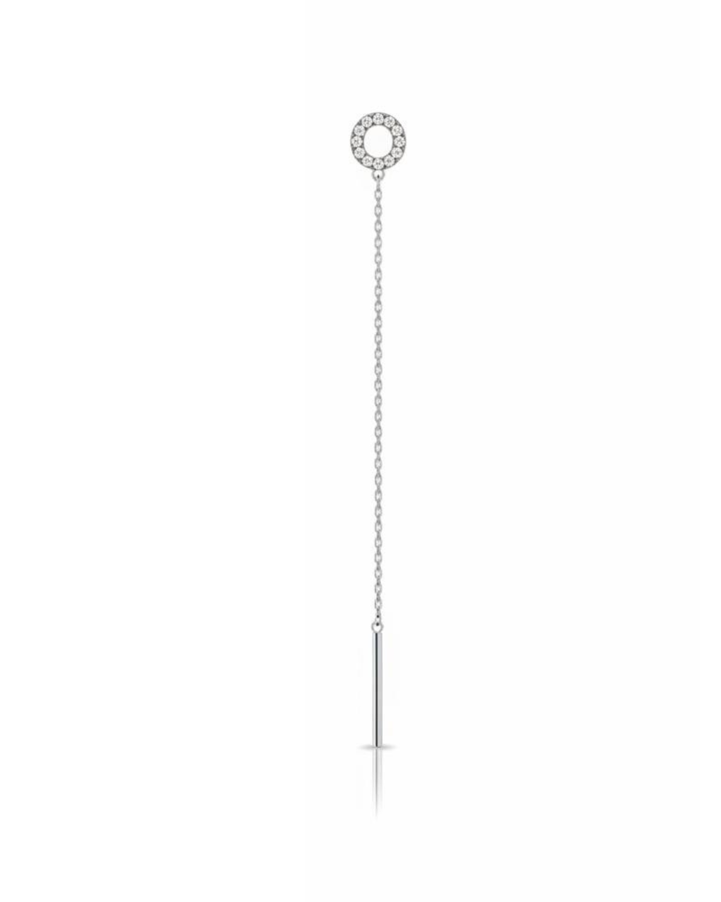 Orecchino in acciaio inox, modello saliscendi, lettera in strass