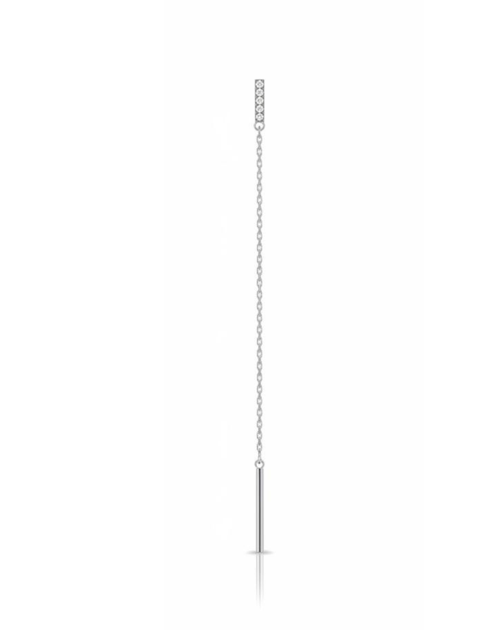 Orecchino in acciaio inox, modello saliscendi, lettera in strass