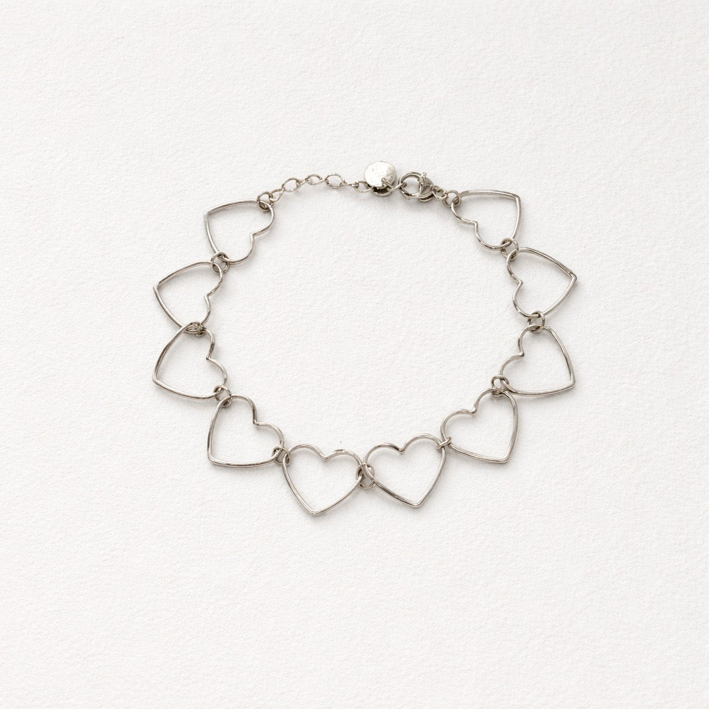 Bracciale acciaio inox cuoricini