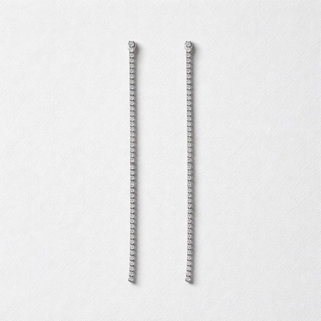 Orecchini acciaio inox filo strass