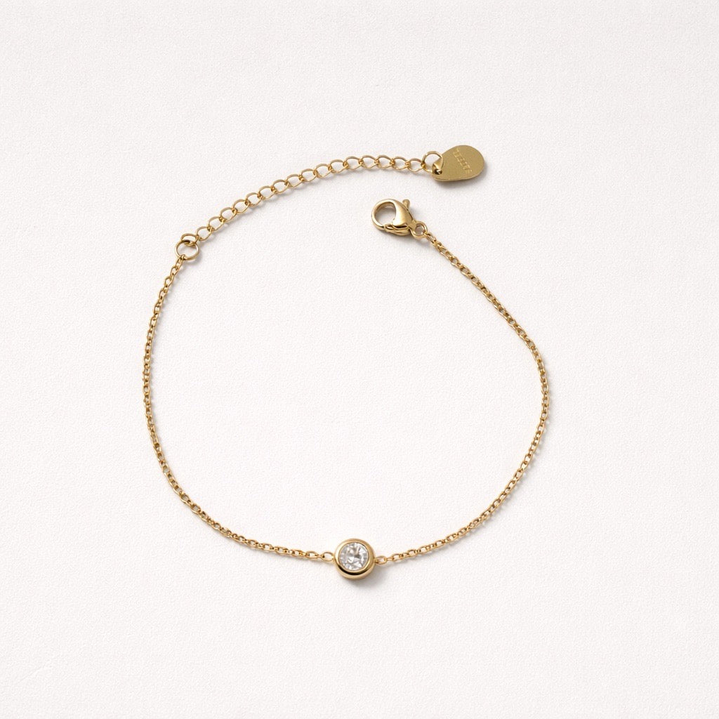 Bracciale acciaio inox con punto luce tondo