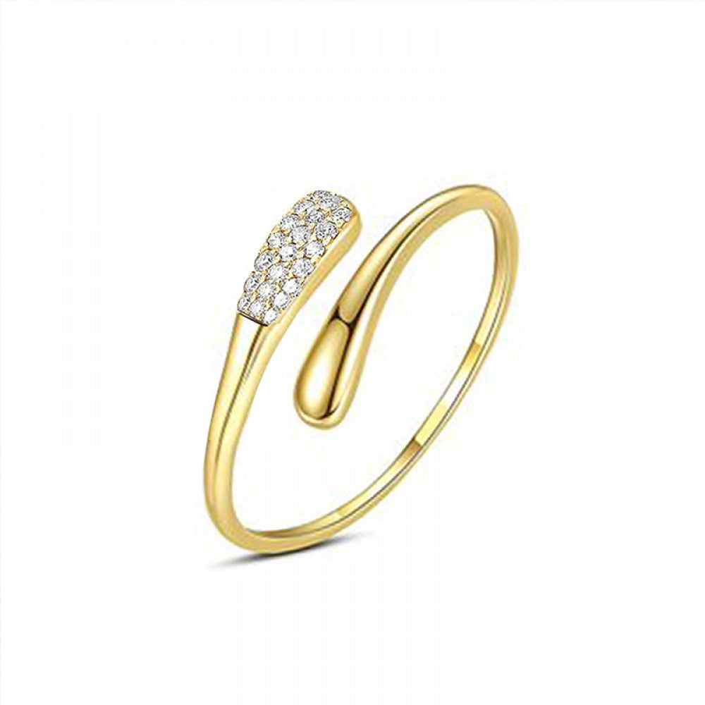 Anello acciaio inox regolabile con strass