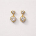 Orecchini in acciaio inox con doppio cuore in strass