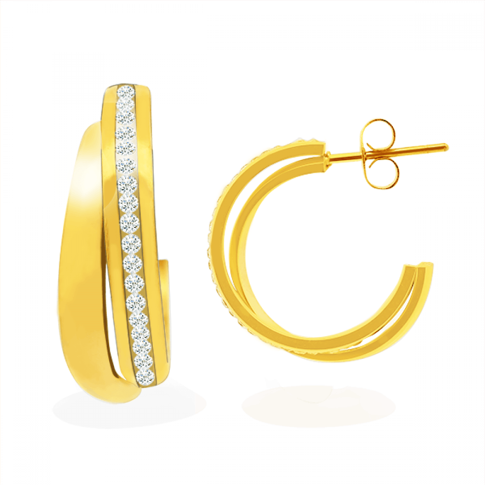 Orecchini cerchi acciaio strass