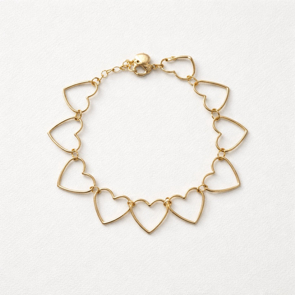 Bracciale acciaio inox cuoricini