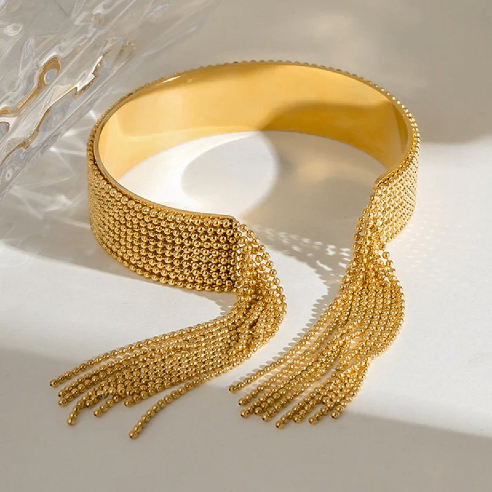 Bracciale rigido acciaio inox con fili pendenti