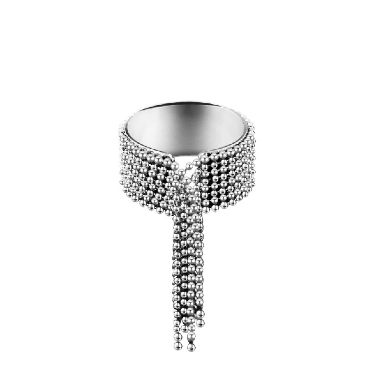 Anello acciaio inox regolabile con fili pendenti