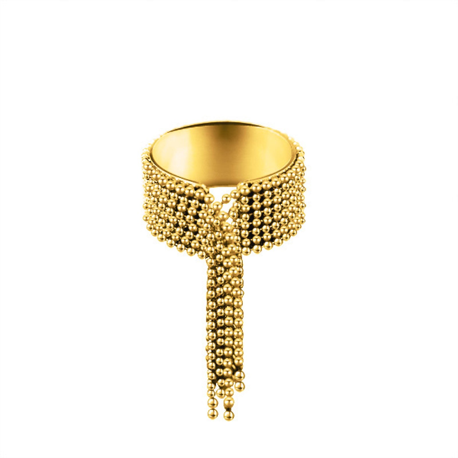 Anello acciaio inox regolabile con fili pendenti