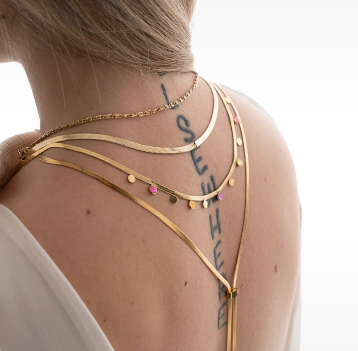 Collana acciaio inox snake con punti luce colorati