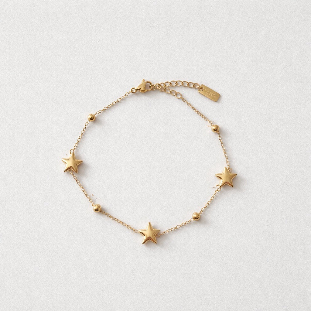 Bracciale acciaio inox stelline Gold