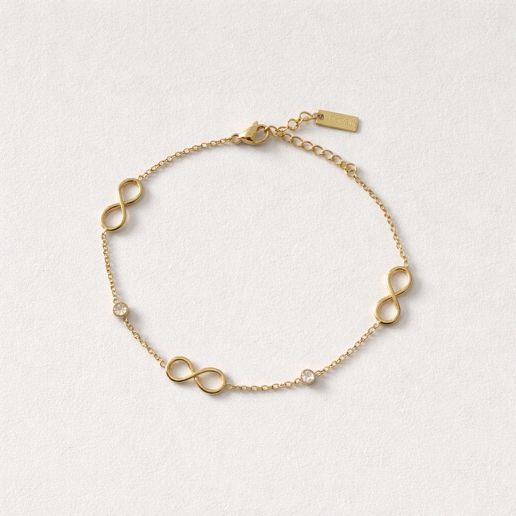 Bracciale acciaio inox con infinito e punti luce