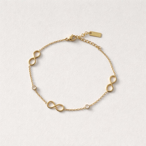 Bracciale acciaio inox con infinito e punti luce