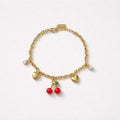 Bracciale acciaio inox catena con charms ciliegia