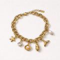 Bracciale in acciaio inox a catena con charms mare