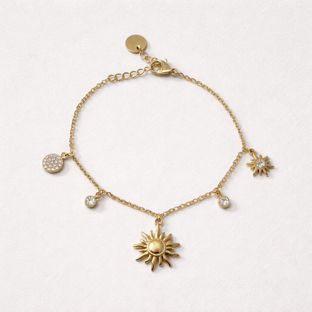 Bracciale acciaio inox con sole pendente