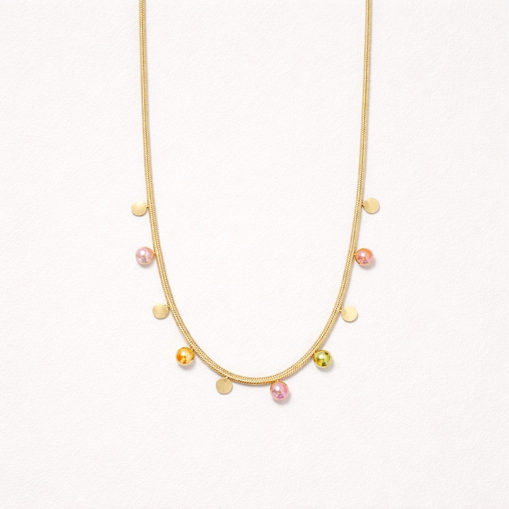 Collana acciaio inox snake con punti luce colorati
