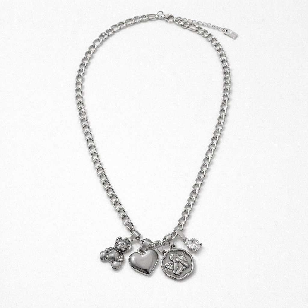 Collana catena acciaio inox con charms