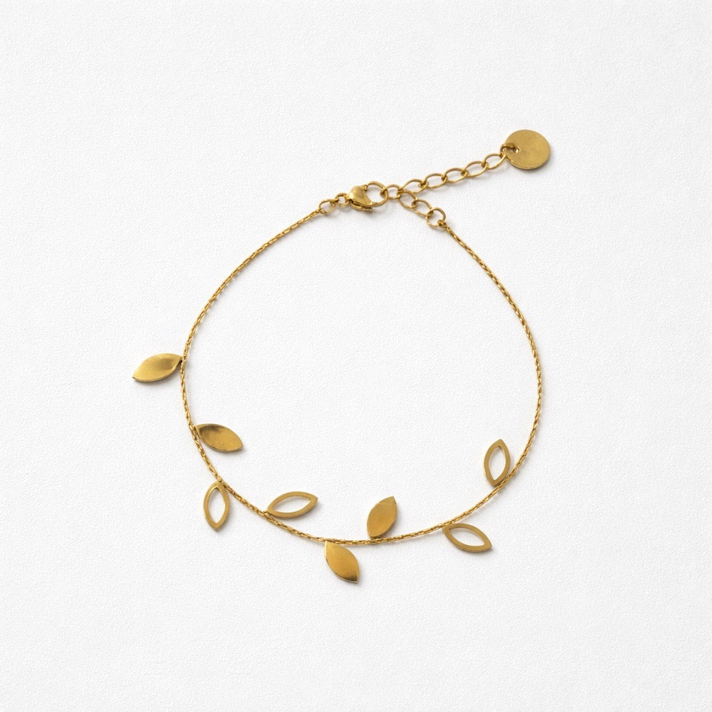 Bracciale acciaio inox foglioline