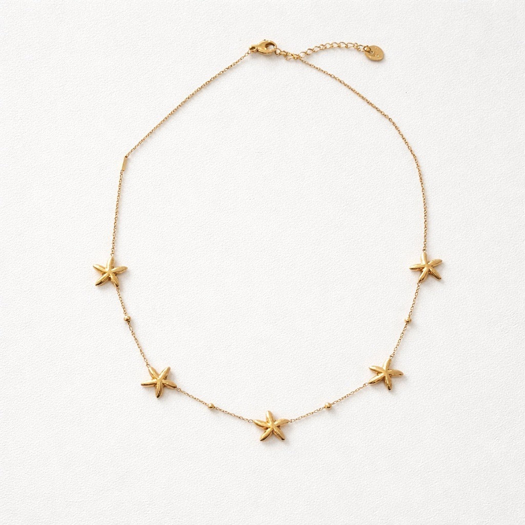 Collana in acciaio inox con stelle marine