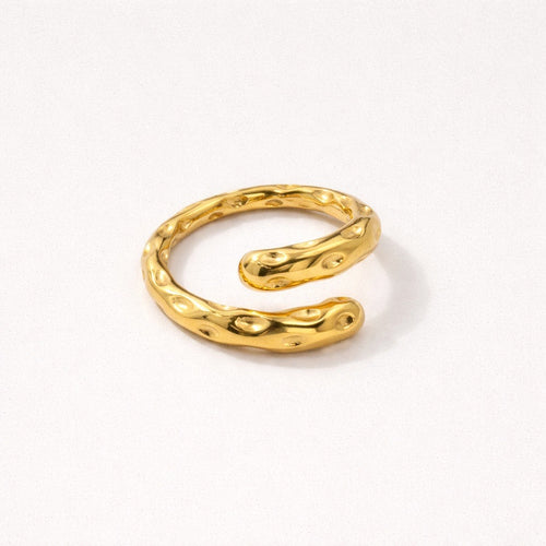 Anello acciaio inox regolabile con spirale martellata