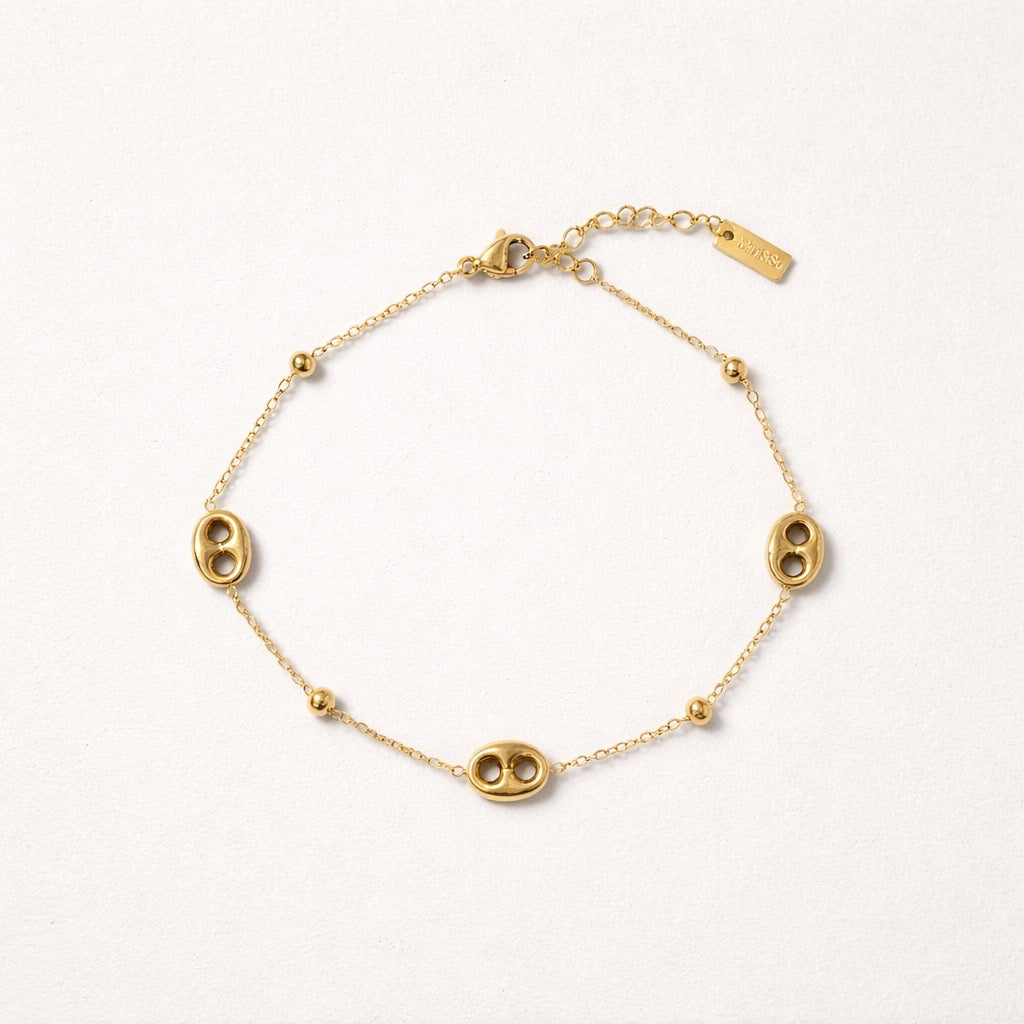 Bracciale in acciaio inox con chicci bold