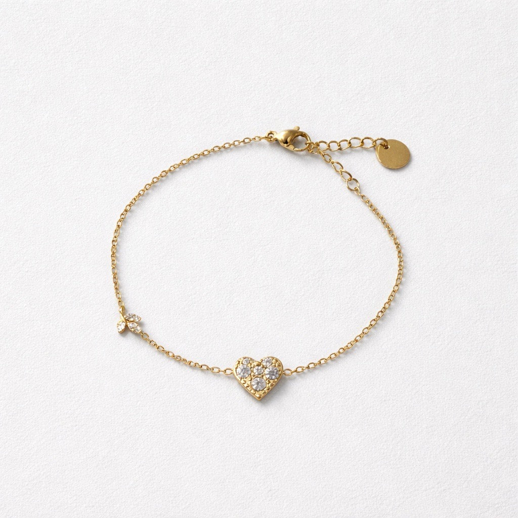 Bracciale acciaio inox con cuoricino zirconi