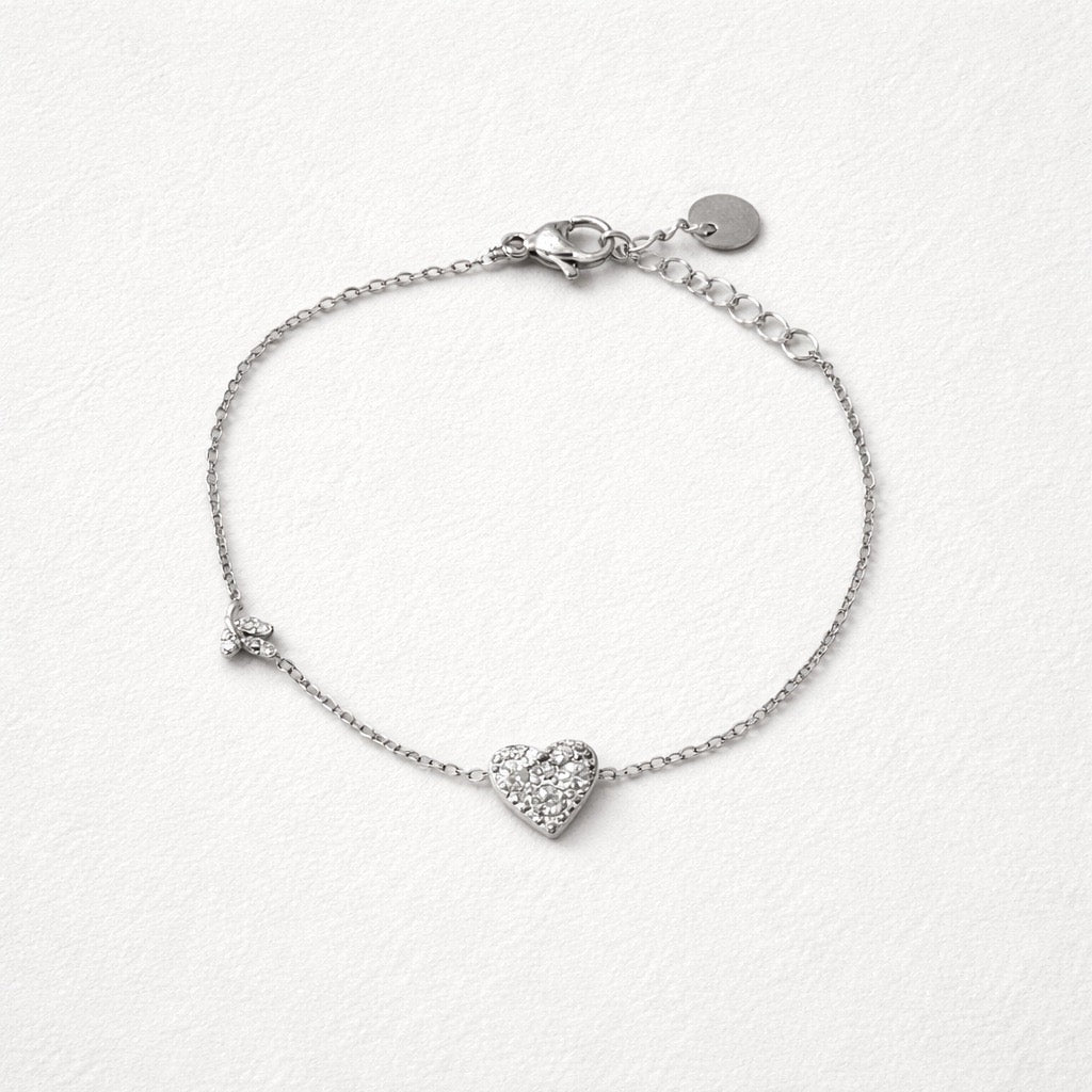 Bracciale acciaio inox con cuoricino zirconi