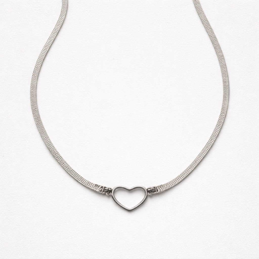 Collana in acciaio inox snake con cuore