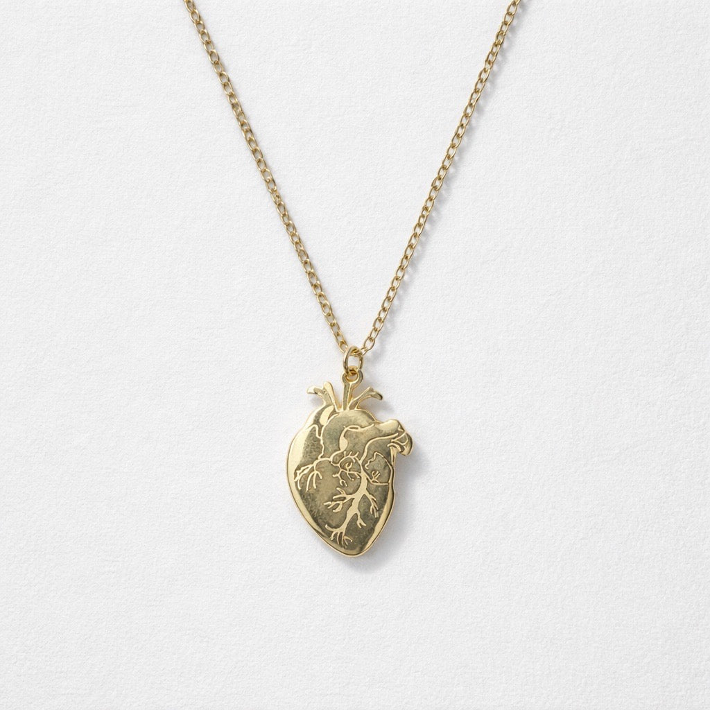 Collana in acciaio inox con cuore anatomico piatto