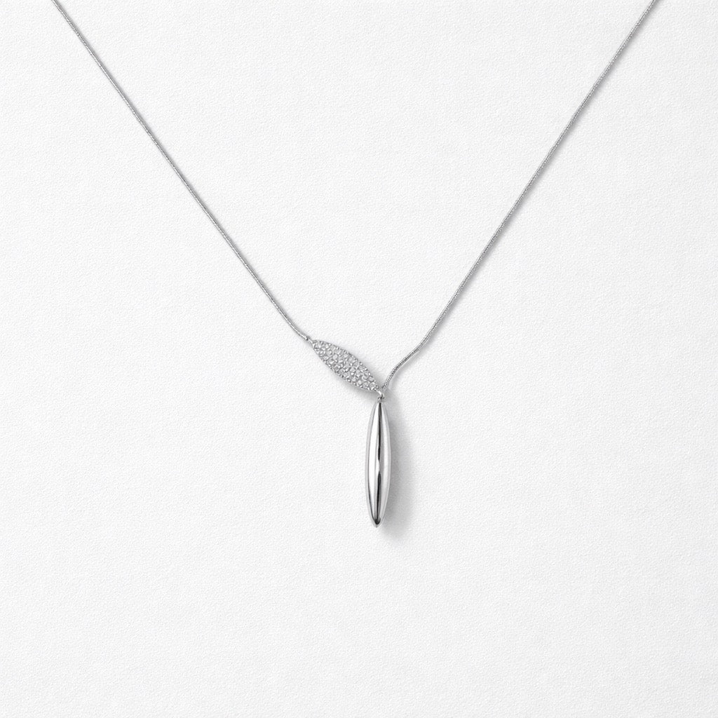 Collana in acciaio inox saliscendi con zirconi