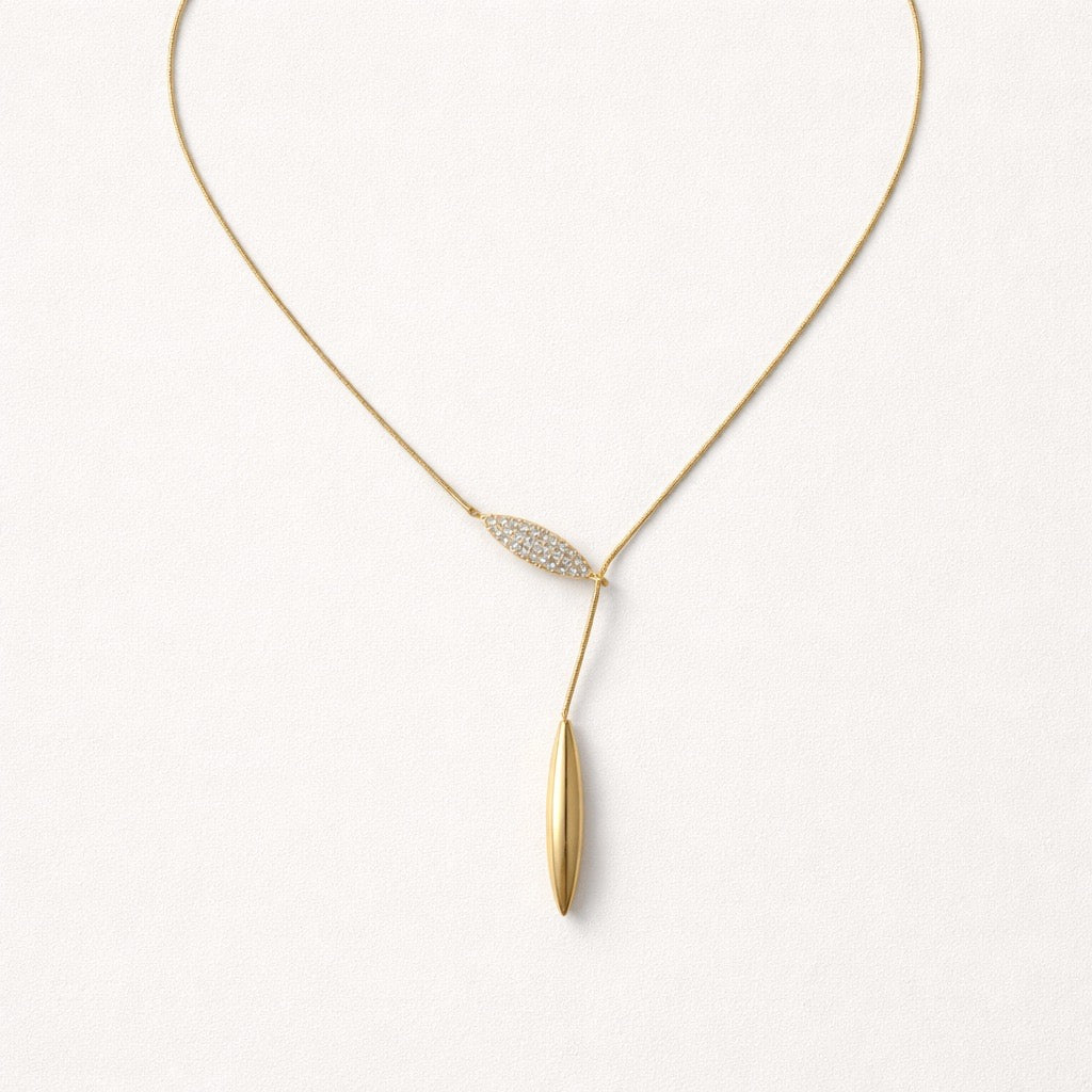Collana in acciaio inox saliscendi con zirconi