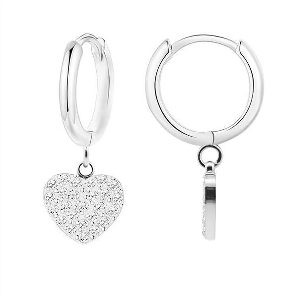 Orecchini in acciaio inox con cuoricini pendenti