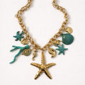 Collana acciaio inox con charms Mare turchesi
