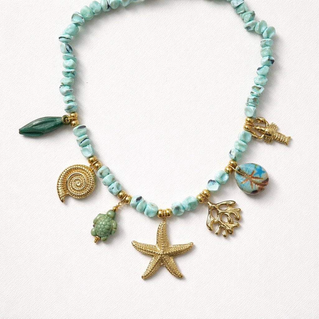 Collana acciaio inox con charms stella marina