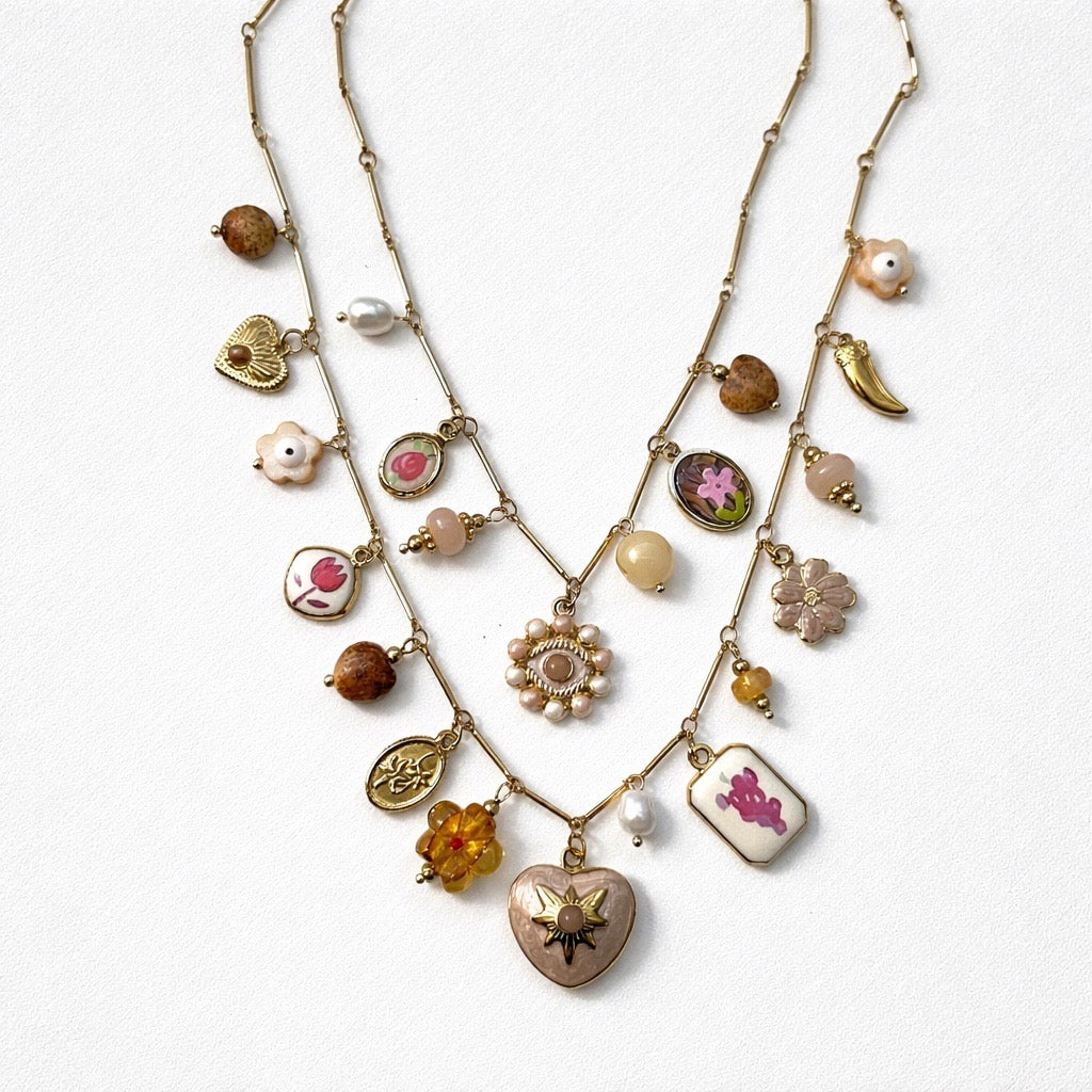 Collana acciaio inox doppio filo con charms