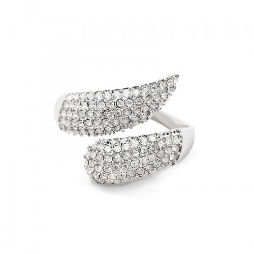Anello acciaio inox regolabile con strass