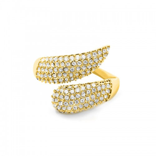 Anello acciaio inox regolabile con strass
