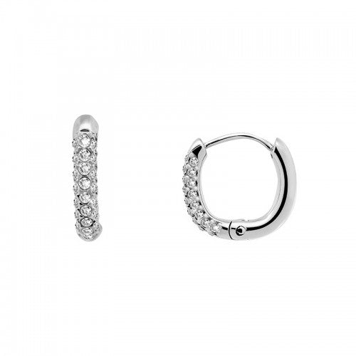 Orecchini in acciaio inox quadrato strass
