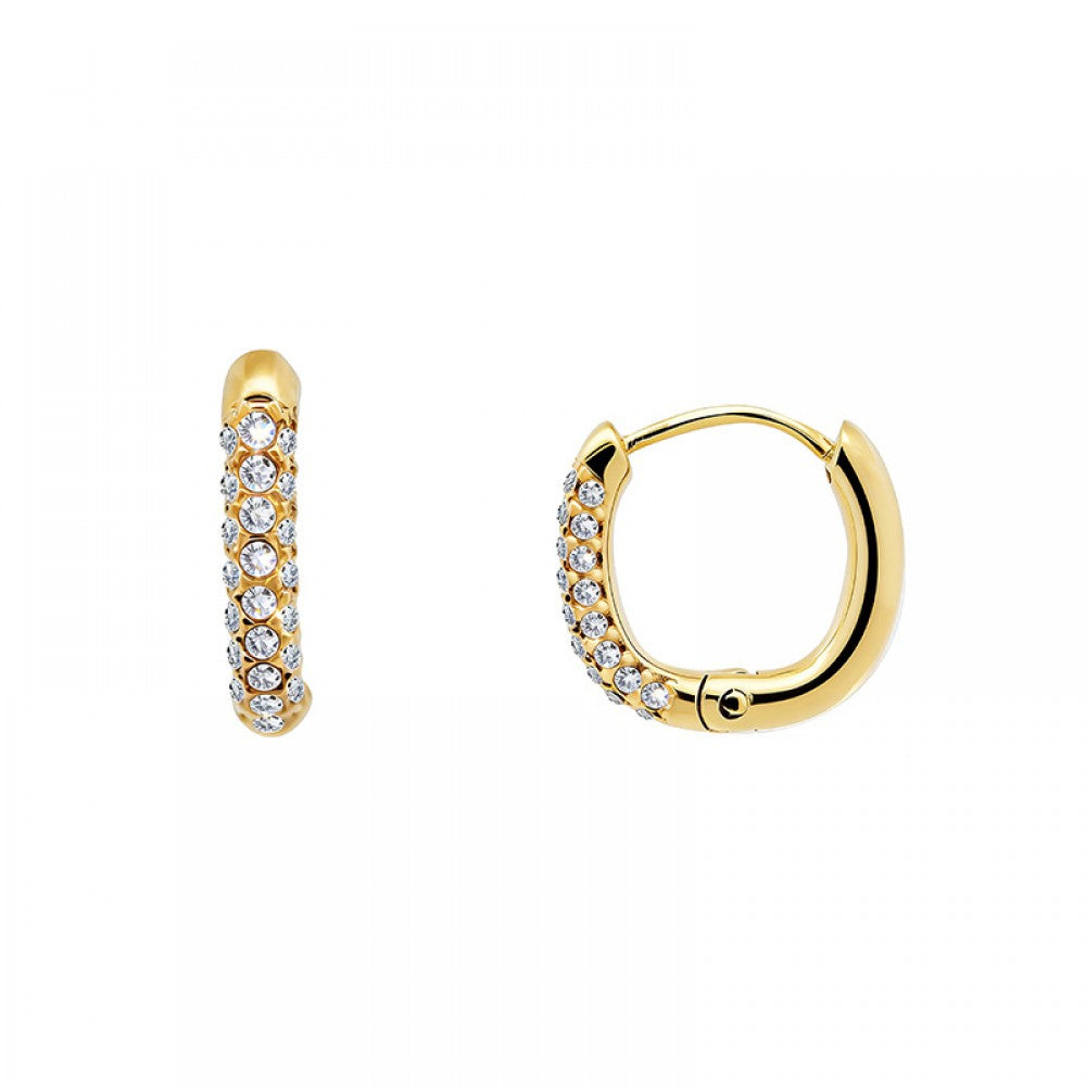 Orecchini in acciaio inox quadrato strass