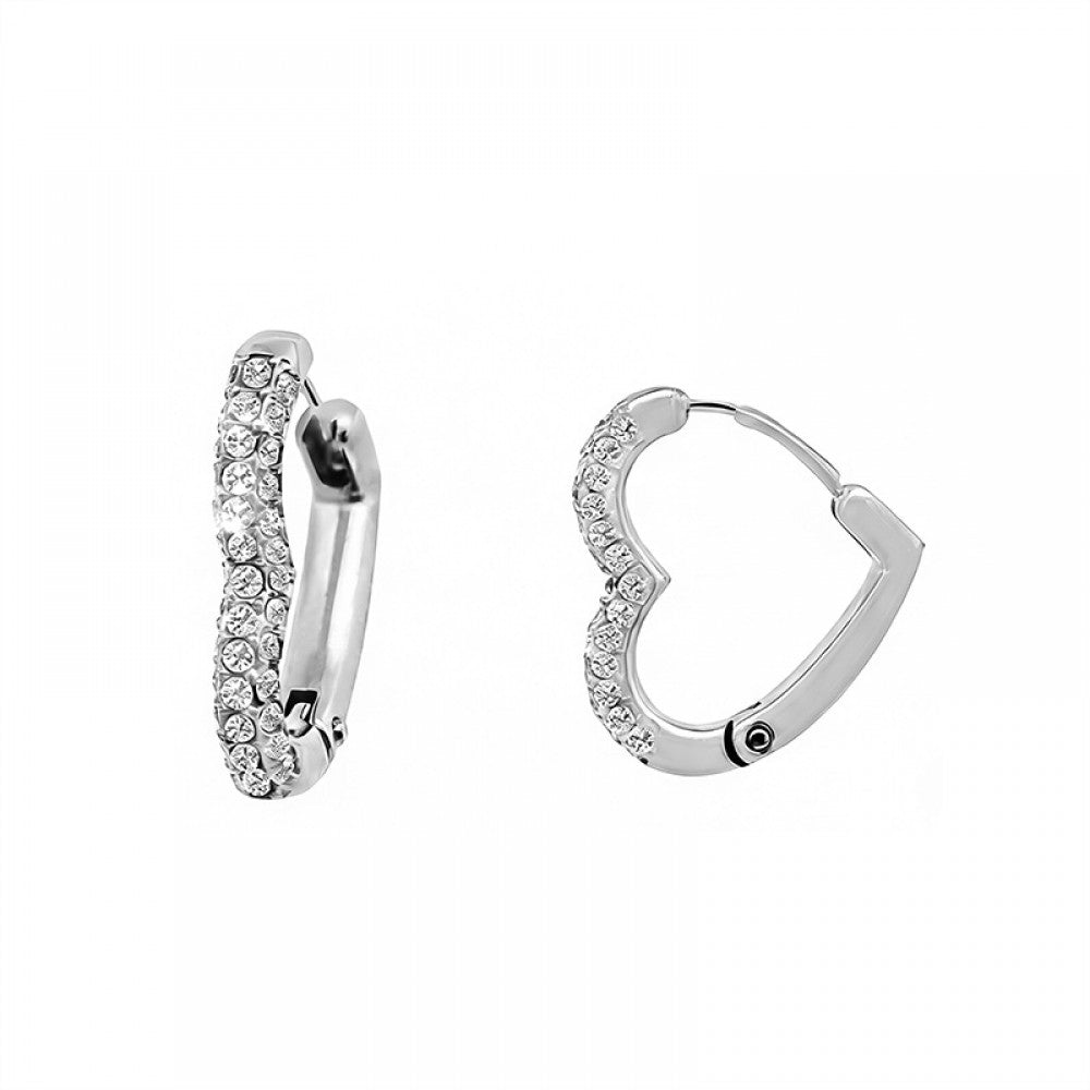 Orecchini cerchi cuori strass 1.8cm