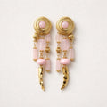 Orecchini acciaio inox rosa con charms