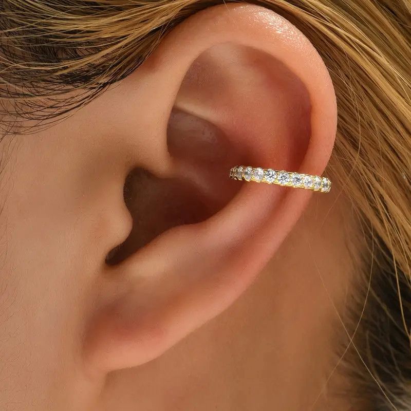 Ear Cuff acciaio inox fino con punti luce