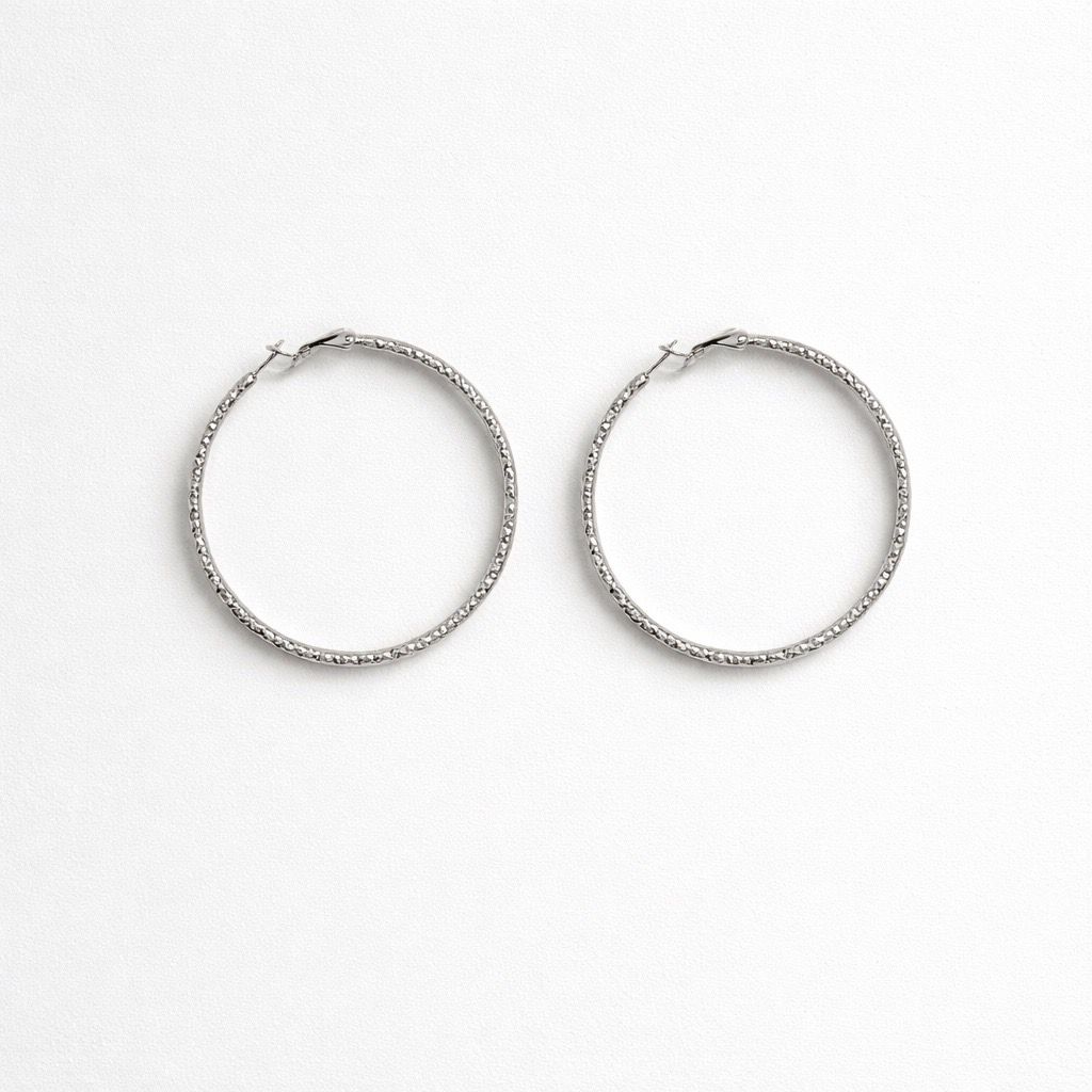 Orecchini in acciaio inox cerchio zigrinato
