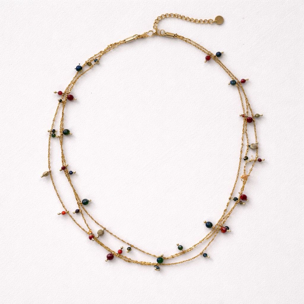 Collana acciaio inox a tre fili con perline