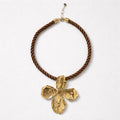 Collana corda e charm acciaio