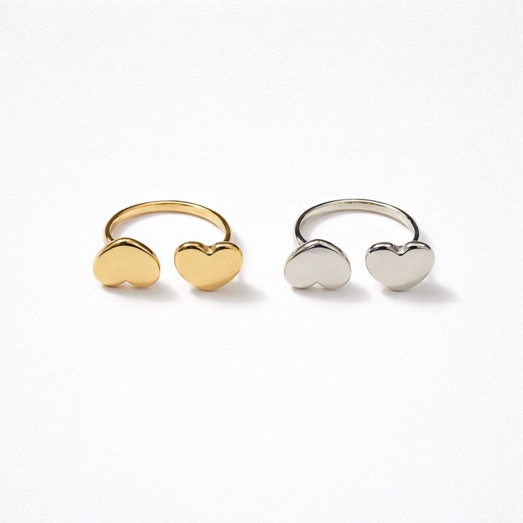 Anello acciaio inox regolabile doppio cuoricino