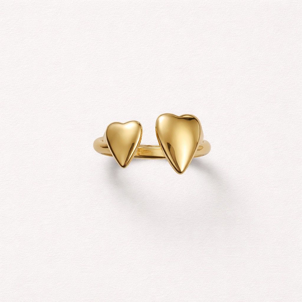 Anello acciaio inox regolabile doppio cuore