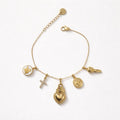 Bracciale acciaio inox con cuore sacro e charms