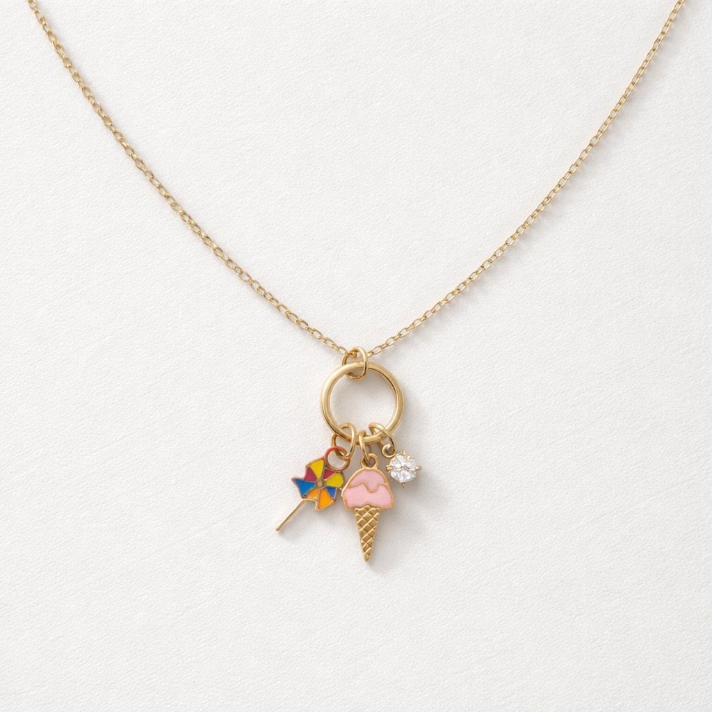 Collana in acciaio inox con mini pendenti colorati